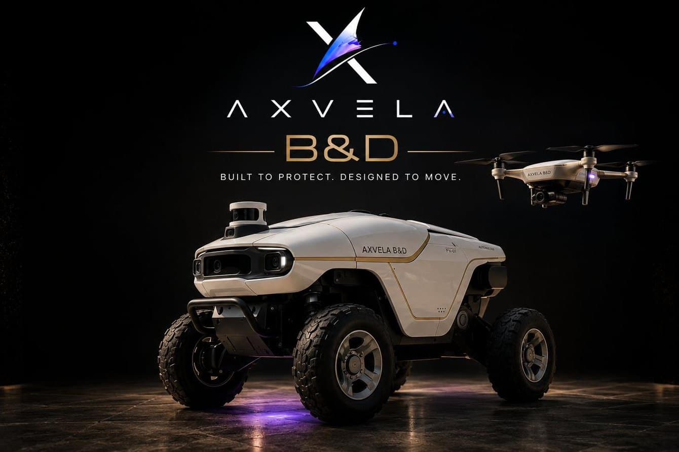AXVELA B&D — 자율주행 지상 로버와 드론. Built to protect. Designed to move.